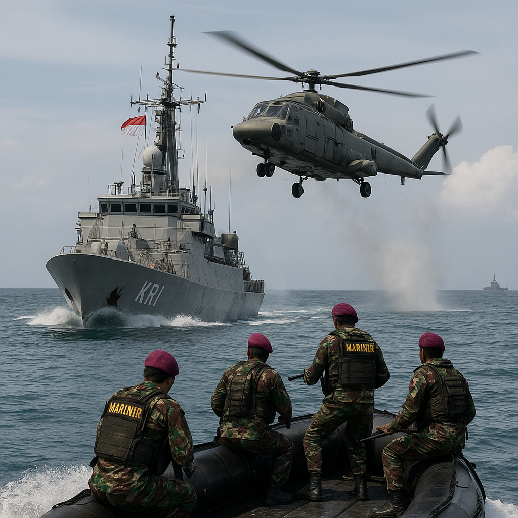 Latihan Tempur Gabungan TNI AD-AL Digelar di Laut Jawa