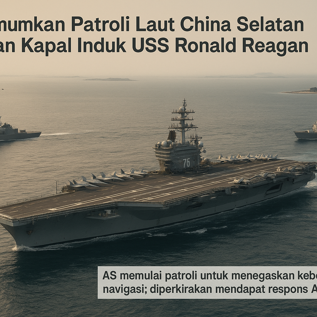 AS Umumkan Patroli Laut China Selatan dengan Kapal Induk USS Ronald Reagan