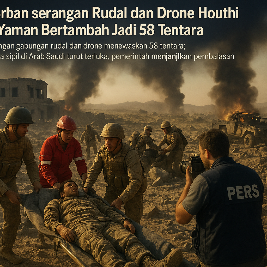 Korban Serangan Rudal dan Drone Houthi di Yaman Bertambah Jadi 58 Tentara