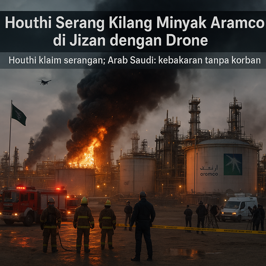 Houthi Serang Kilang Minyak Aramco di Jizan dengan Drone
