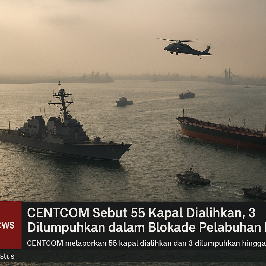 CENTCOM Sebut 55 Kapal Dialihkan, 3 Dilumpuhkan dalam Blokade Pelabuhan Iran