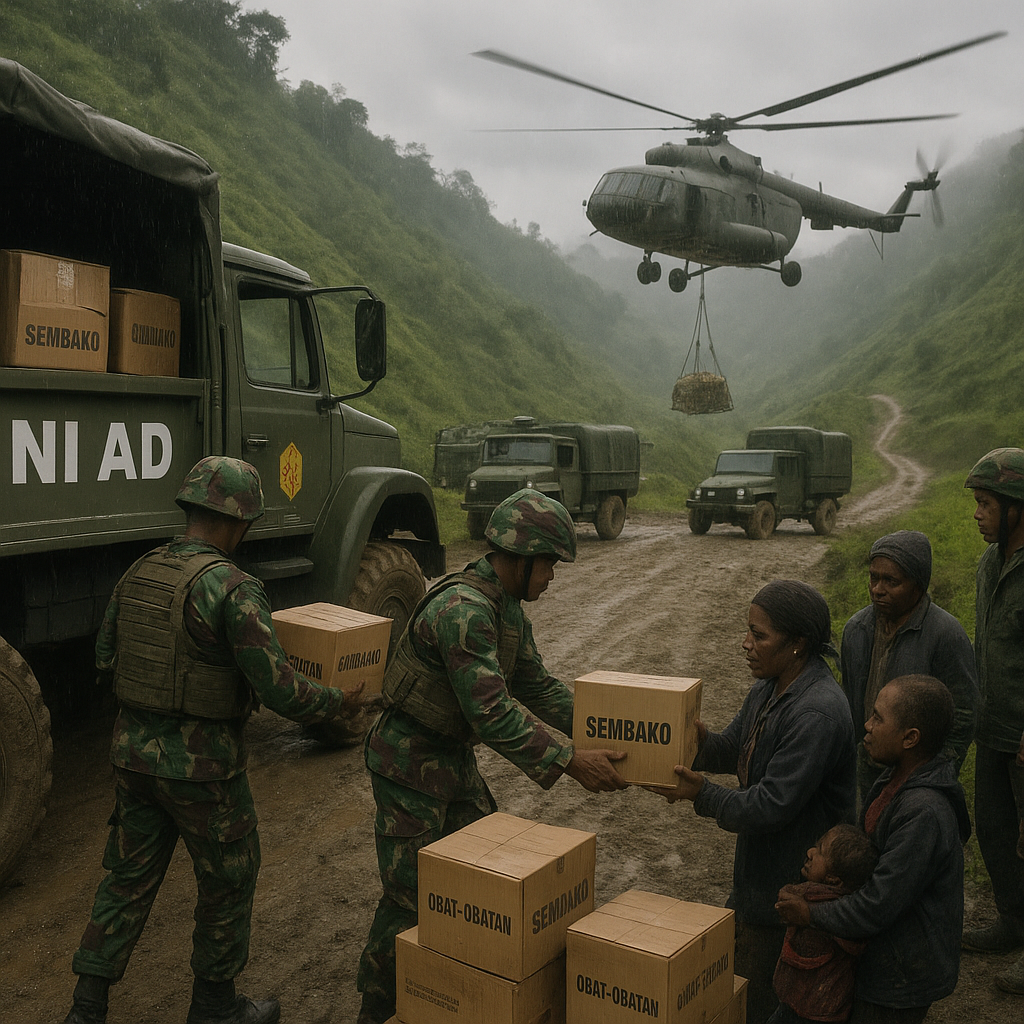 Konvoi Logistik TNI AD Diterjunkan untuk Bantu Daerah Terisolir Papua