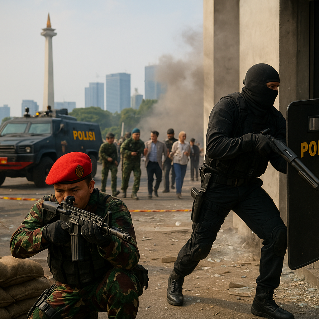 Latihan Gabungan TNI-Polri Antisipasi Ancaman Teror di Ibukota