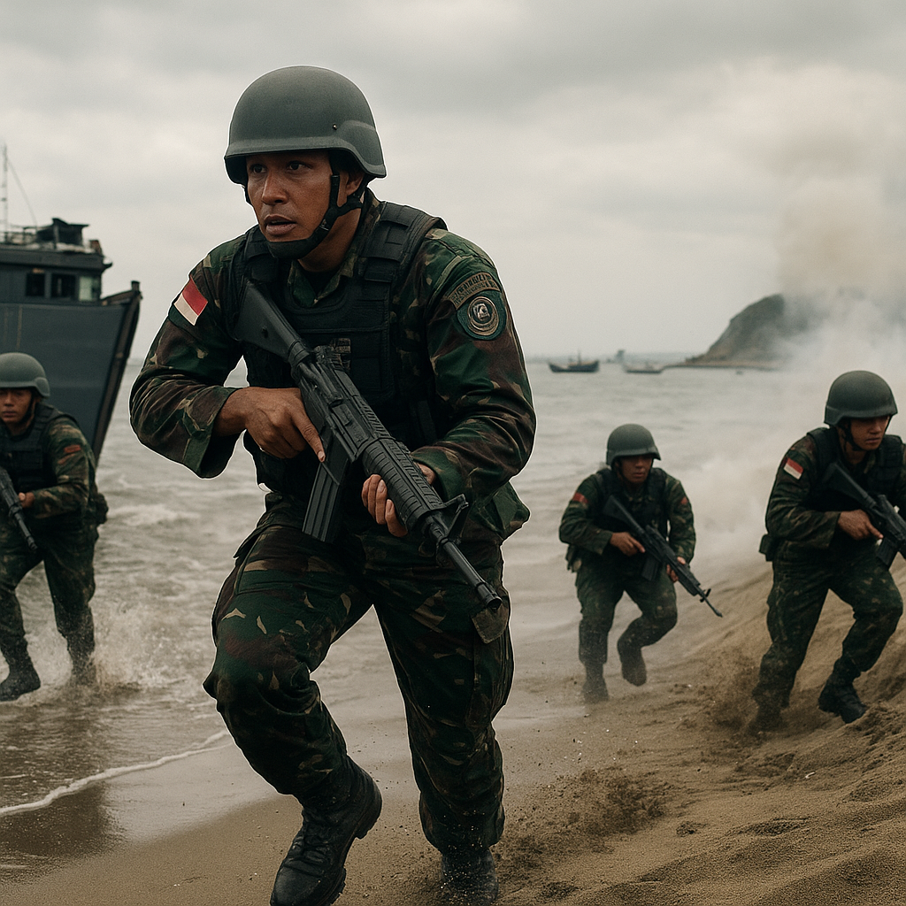 Latihan Tempur Marinir TNI AL Digelar di Pantai Asemdoyong, Pemalang
