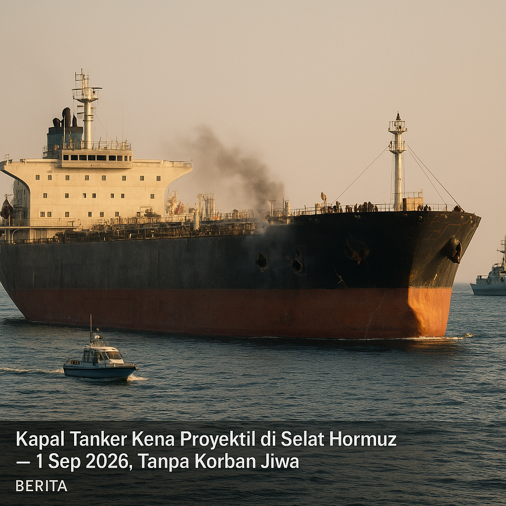 Kapal Tanker Kena Proyektil di Selat Hormuz