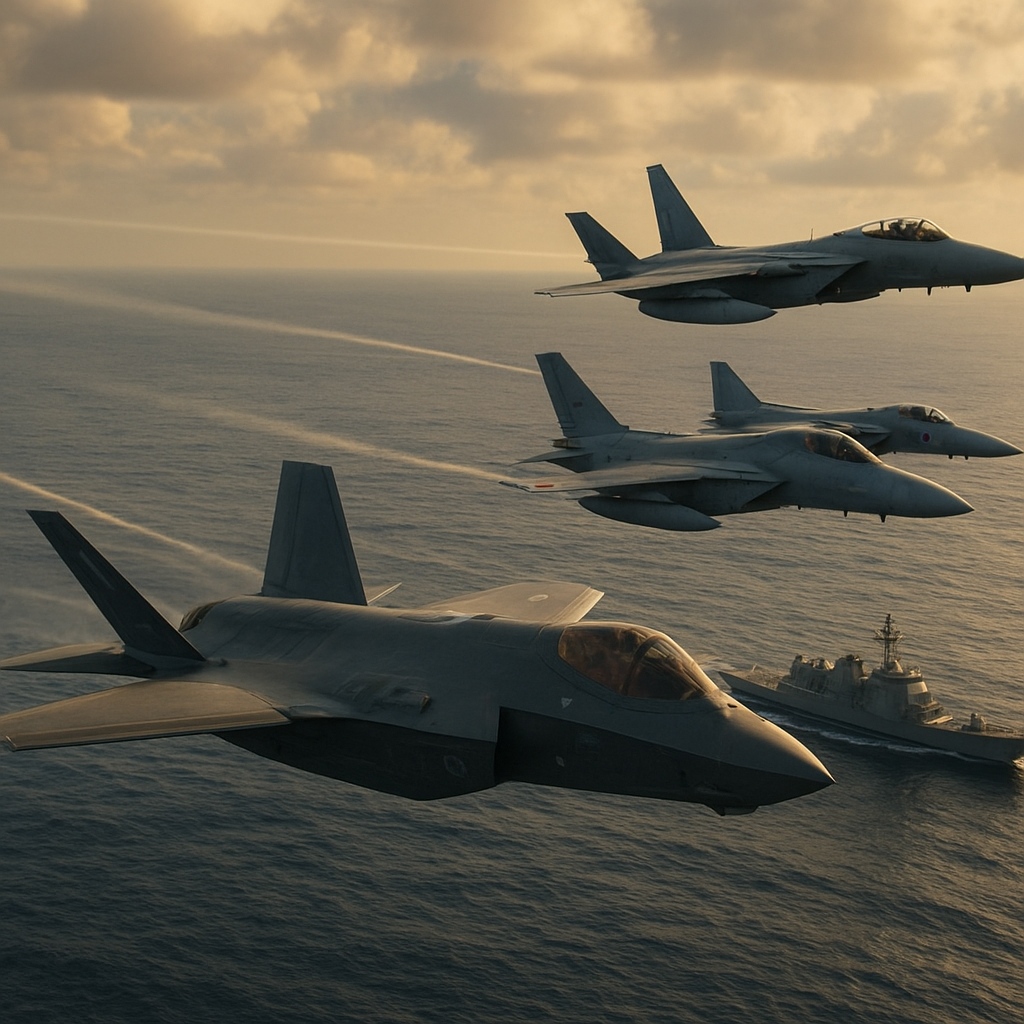Pesawat Siluman F-35 AS dan F-22 Latihan Perang Udara dengan Pesawat Tempur Jepang di Atas Laut Filipina