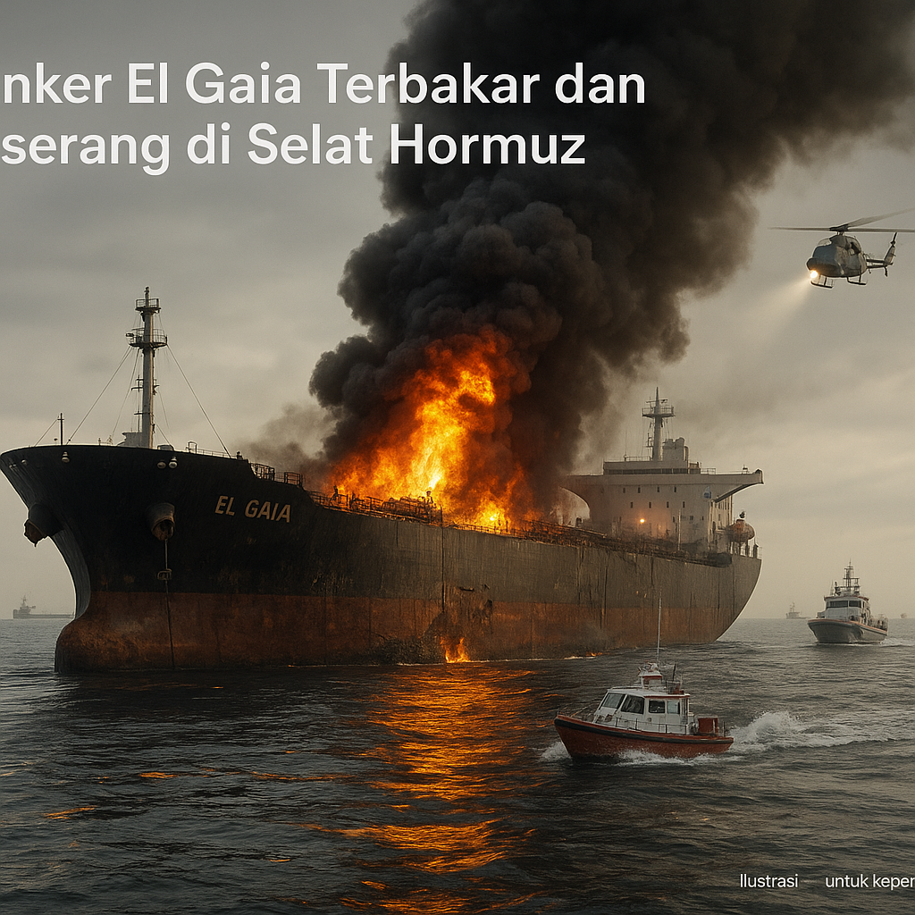 Tanker El Gaia Terbakar dan Diserang di Selat Hormuz