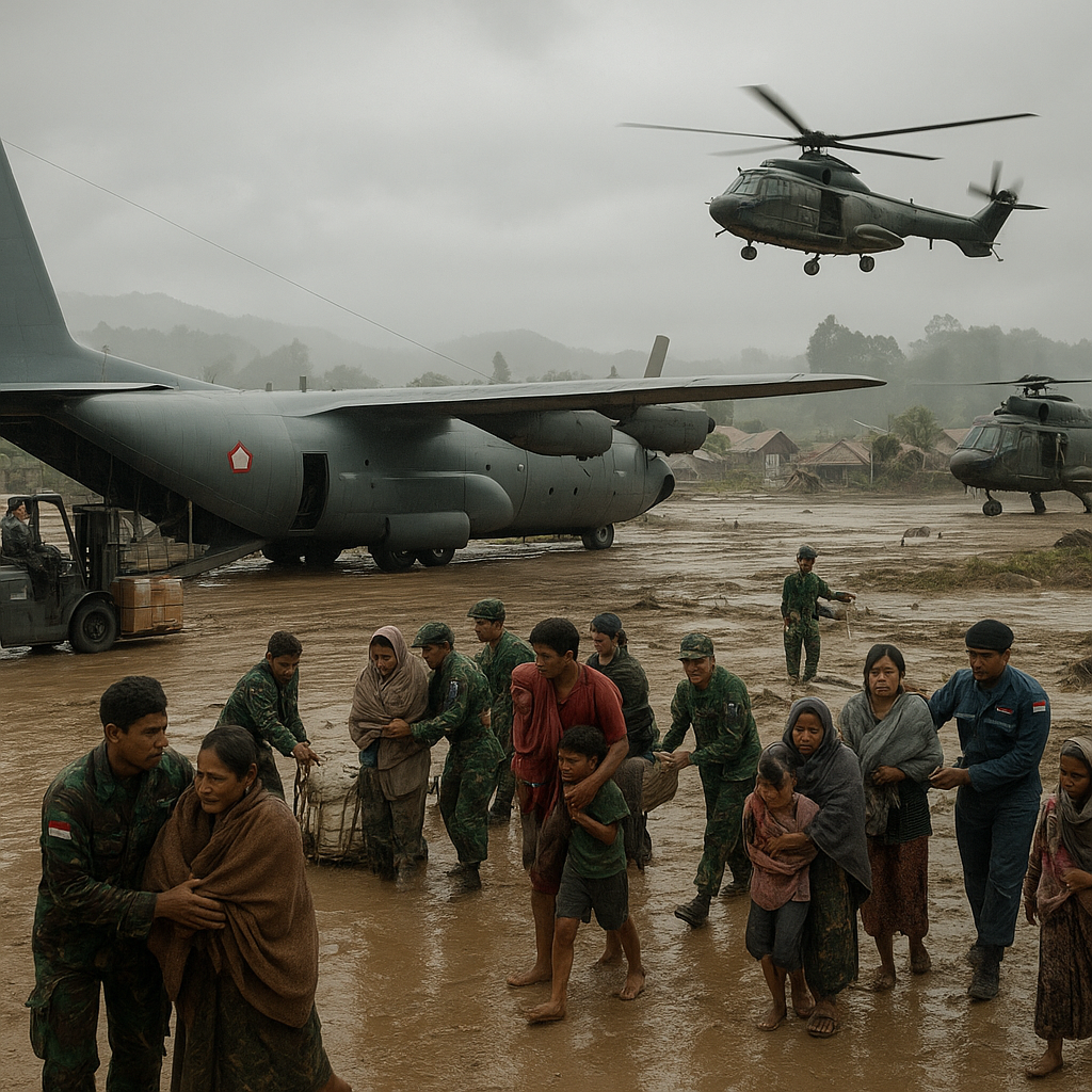TNI AU Kerahkan Hercules dan Heli untuk Evakuasi Korban Banjir Bandang di Sulawesi Tengah