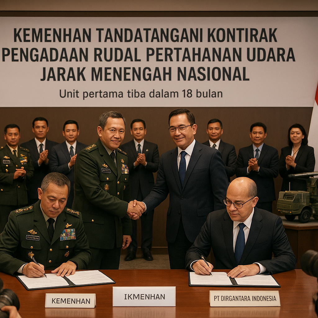 Kemenhan Tandatangani Kontrak Pengadaan Rudal Pertahanan Udara Jarak Menengah Nasional