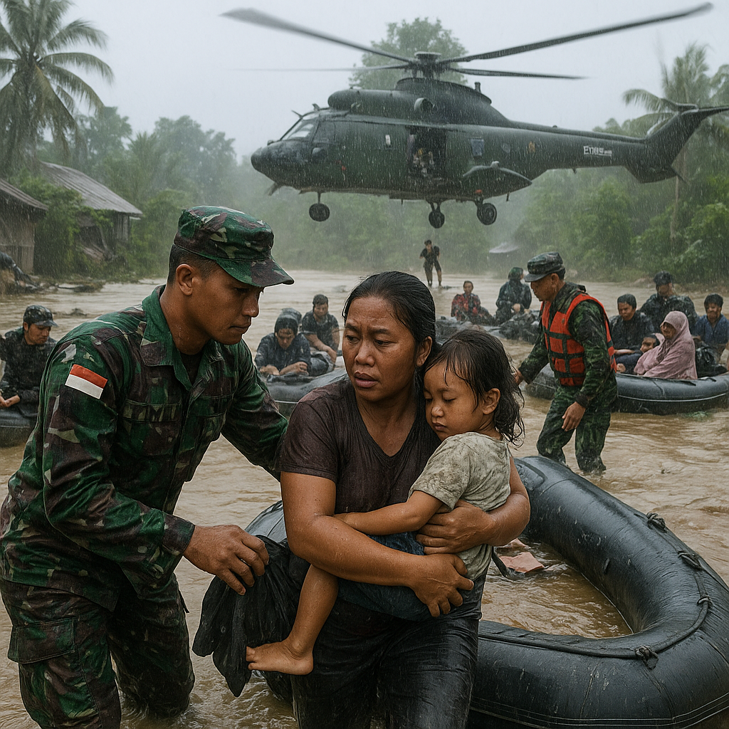 Kogasla TNI Evakuasi Warga Terdampak Banjir Bandang di Sulawesi Tengah