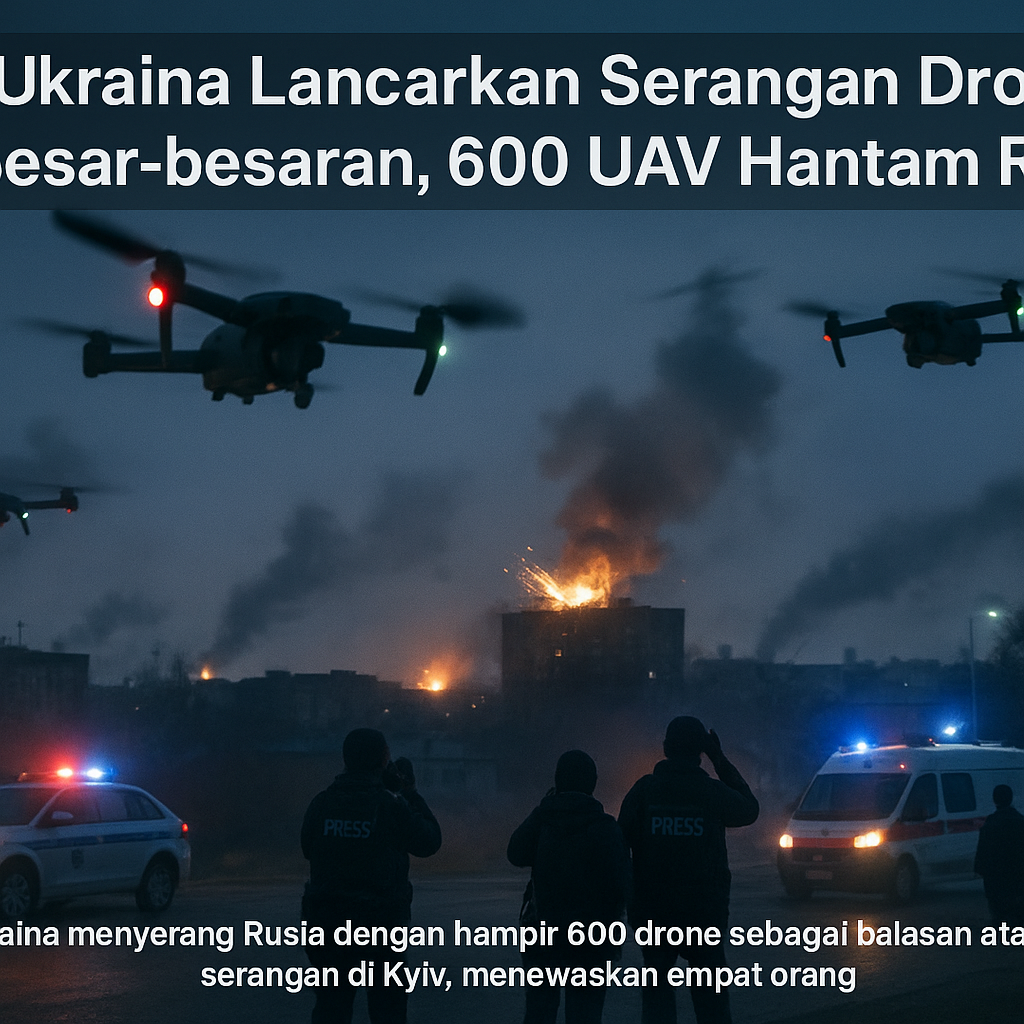 Ukraina Lancarkan Serangan Drone Besar-besaran, 600 UAV Hantam Rusia