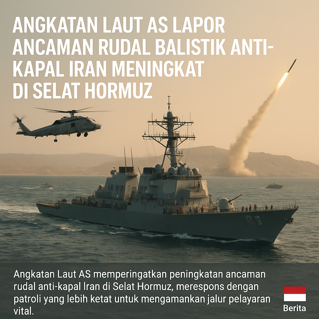 Angkatan Laut AS Lapor Ancaman Rudal Balistik Anti-Kapal Iran Meningkat di Selat Hormuz