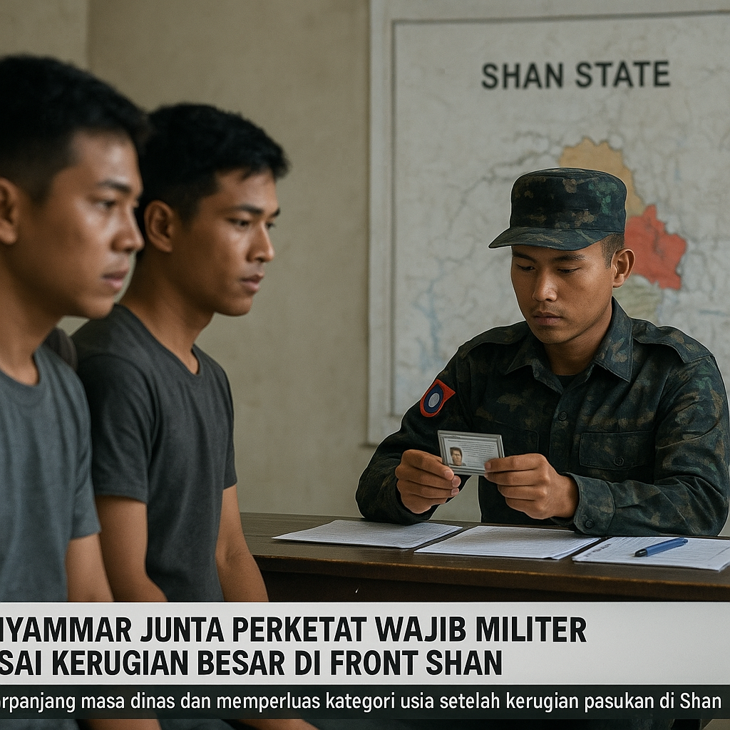 Myanmar Junta Perketat Wajib Militer Usai Kerugian Besar di Front Shan